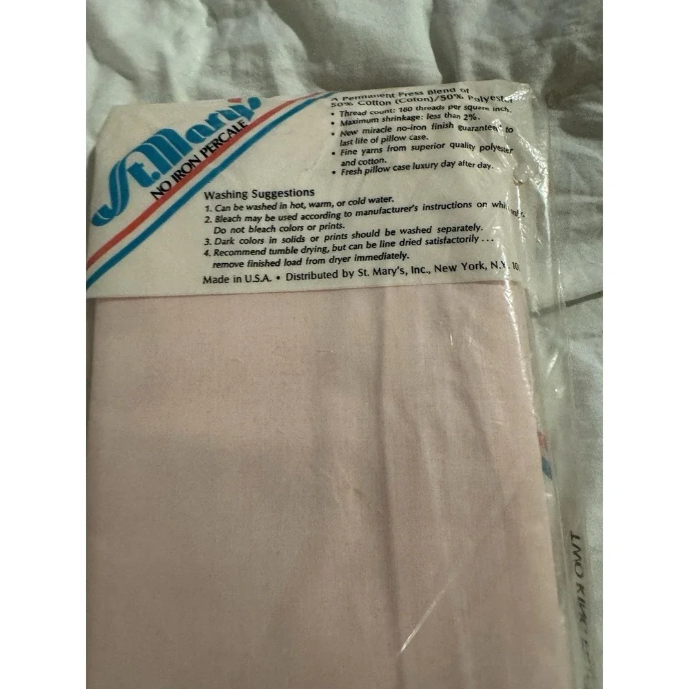 St. Mary's King PINK Pillow Cases No iron Percale Pack Of 2 New In package